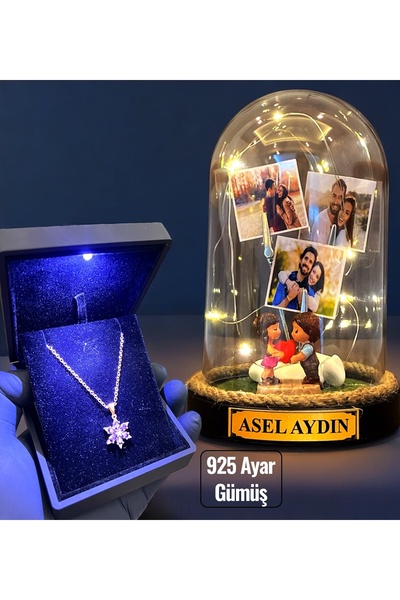 hediye arıları Premium Işıklı Kutuda 925 Ayar Gümüş Lotus Kolye ve Kişiye Öze...
