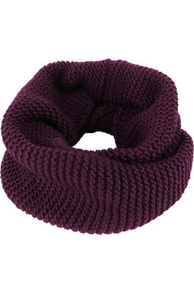 JOLAR. Unisex circular scarf, knitted in polyester, minimalist unitone pattern, for the cold season Purple