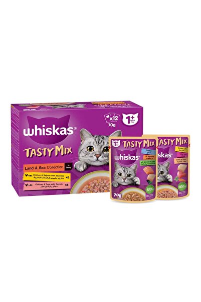 Whiskas Tasty Mix Land & Sea Collection in Gravy Wet Cat Food For Adult Cat 1+ Years