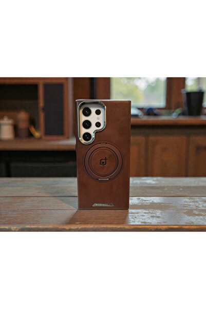 RIMBMAX Samsung S25 ULTRA Premium Leather Case with Magnetic Round Stand – Supports Wireless Charging Description: