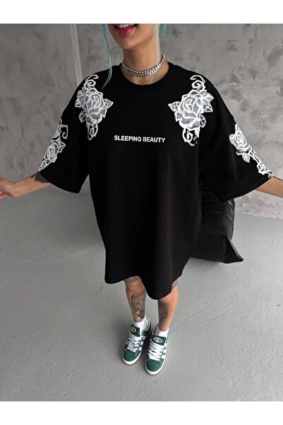 BLACK MODBLACK Unisex Flock Printed T-Shirt - Black