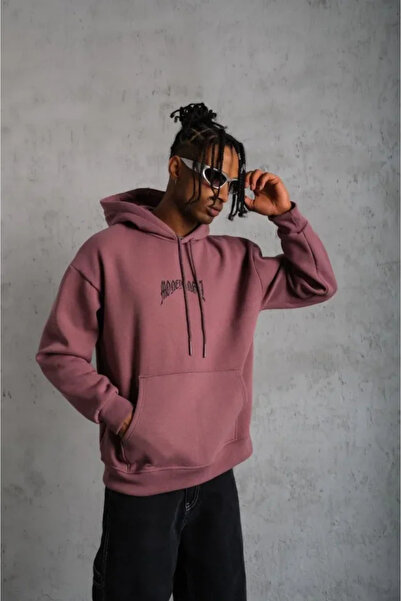 JANES Muška majica sa vezicama B Štampano K Sa kapuljačom - Prašnjava ruža