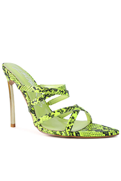 london Rag Women Neon Snake Print High Heeled Sandals
