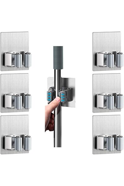 Zalcoon 6 PCS Mop Broom Holder Wall Mount - Mop Holder Self Adhesive No Drill...