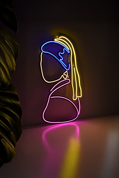 Morimora İnci Küpeli Kız Neon Dekor