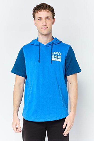 Under Armour Men Loose Fit Short Sleeve Outdoor Hooded Top, Blue