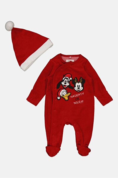 Cool Club Toddlers Boy Disney Baby Print Cover All Romper And Hat, Red Combo