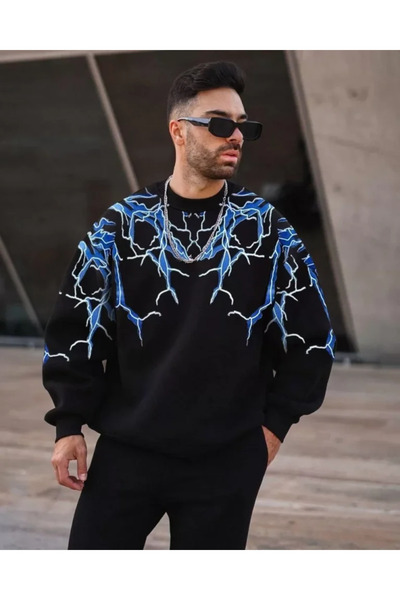 Vanceti Sweat pentru bărbați Lightning Crew Gate - negru