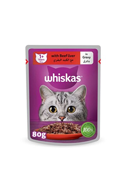 Whiskas Beef Liver in Gravy Wet Cat Food Pouch for Adult Cats 1+ Years