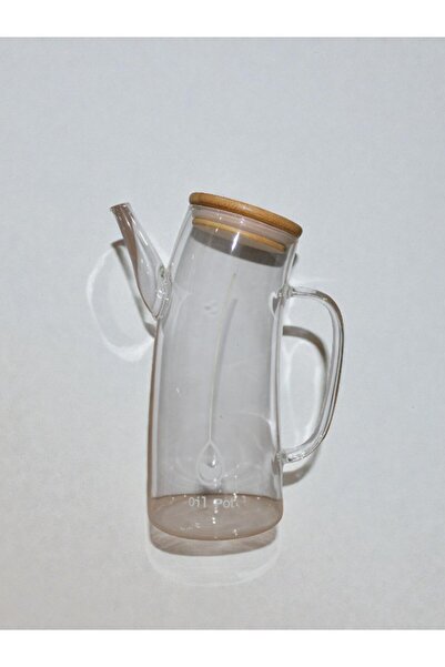 WDA Glass Oil Dispenser with Handle and Wooden Lid – Kitchen Pouring Bottle 750ml