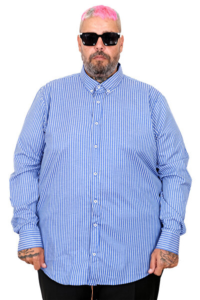ModeXL Fashion XL Plus Size Men's Satin Striped Shirt 20399