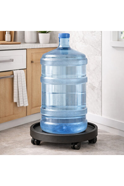 NZB Tekerlekli Saksı Altlığı Plastik Siyah 35 cm Taşıyıcısı Taşıma Damacana Tüp Standı Sehpası