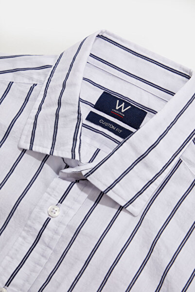 W Collection YEŞİL UZUN KOLLU ÇİZGİLİ GÖMLEK