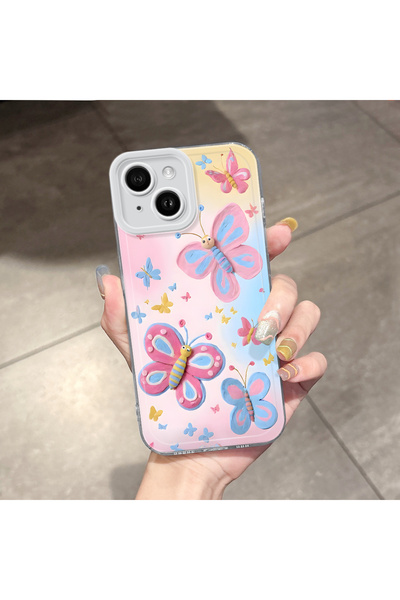 Hontinga غطاء هاتف شفاف متوافق مع آيفون 14 مع حماية للكاميرا وتصميم الفراشة و...