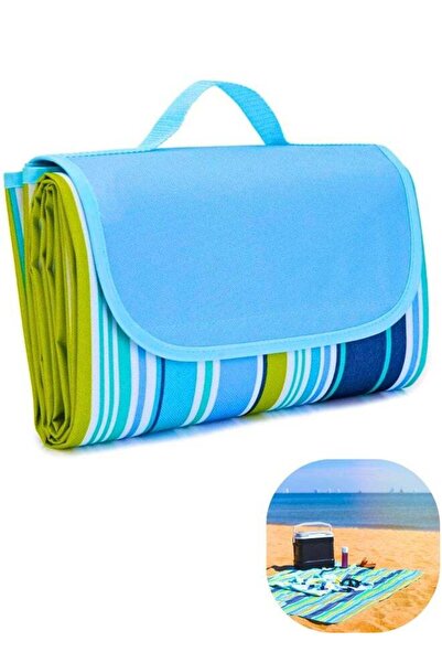 BLOOMING TIME بساط تخييم خارجي قابل للطي ومقاوم للماء - مخطط أزرق 145*80 سم