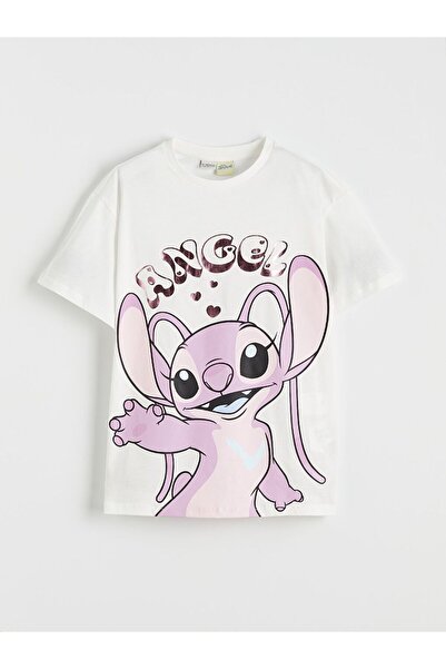 LC Waikiki Tricou pentru fete LCW Kids guler rotund Angel cu imprimeu