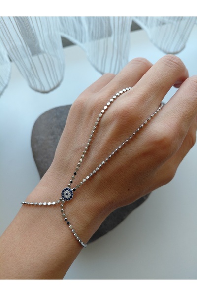 lavante butik kendini özel hisset سلسلة خرز فضية فولاذية مزينة بخرز العين الش...