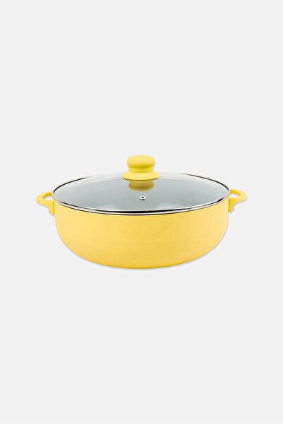 Alpine Cuisine Ceramic Coated Non-Stick Caldero With Lid, Yellow