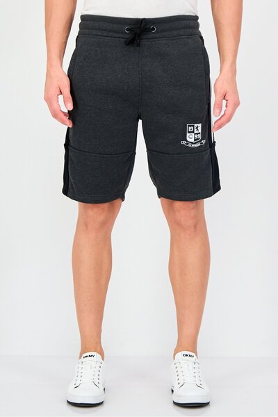 Akademiks Men Brand Logo Basic Shorts, Charcoal