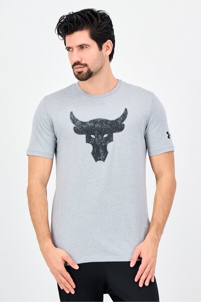 Under Armour تيشيرت رجالي فضفاض بأكمام قصيرة من بروجكت روك، رمادي