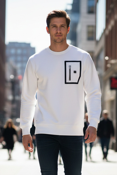 REMSA Hanorac din bumbac cu detaliu cu fermoar și gât crew pentru bărbați 247...