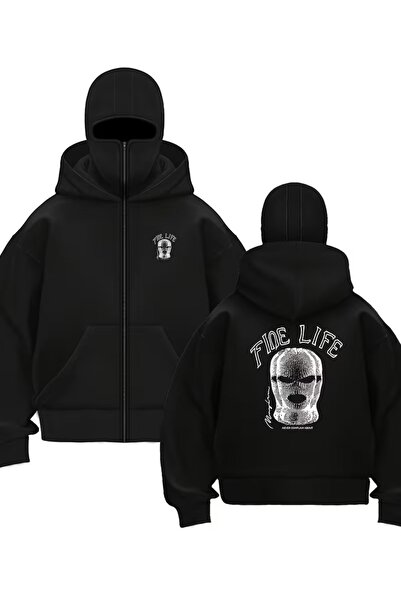 LAND MODA Hanorac unisex Ninja cu mască de zăpadă Cardigan din lână groasă cu...