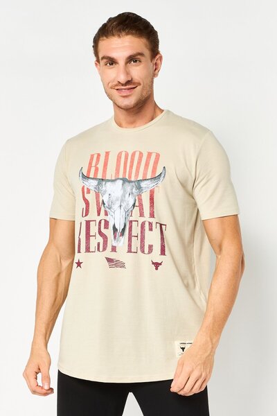 Under Armour Men Loose Fit Short Sleeve Outdoor T-Shirt, Beige