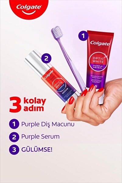 Colgate Optic White Purple Beyazlatıcı Diş Macunu 75 ml + Purple Serum 40 ml + Gentle Clean 2+1 Diş Fırçası