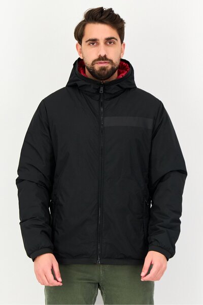 Geox جاكيت رجالي منفوخ سادة، أسود