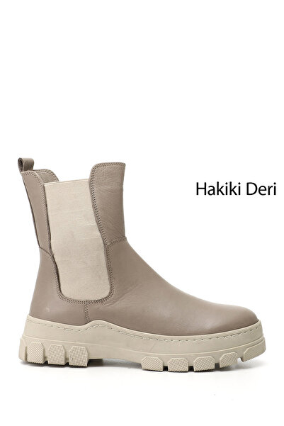 GÖNDERİ(R) Women's Mink Antique Rubber Sole Genuine Leather Chelsea Boots