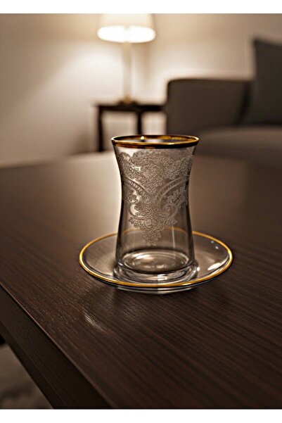 DECOSTYLE Violet Blue Gold Pantoğraf Heybeli Cutting Decor 12 Piece Tea Set |   Paşabahçe Premium Glass Set