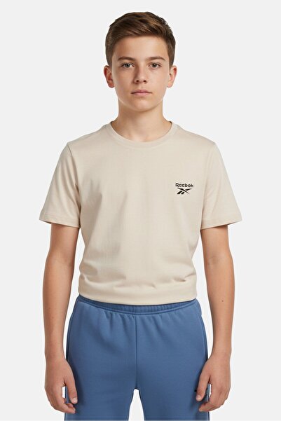 Reebok Kids Boy Sportswear Fit Short Sleeve Outdoor T-Shirt, Beige
