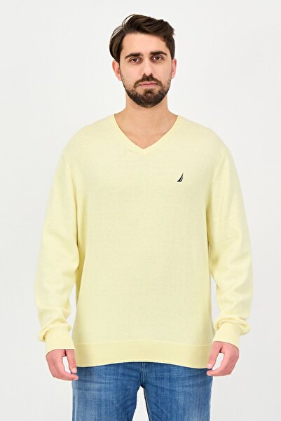 Nautica Navtech By Men V-Neck Knitted Sweater, Yellow