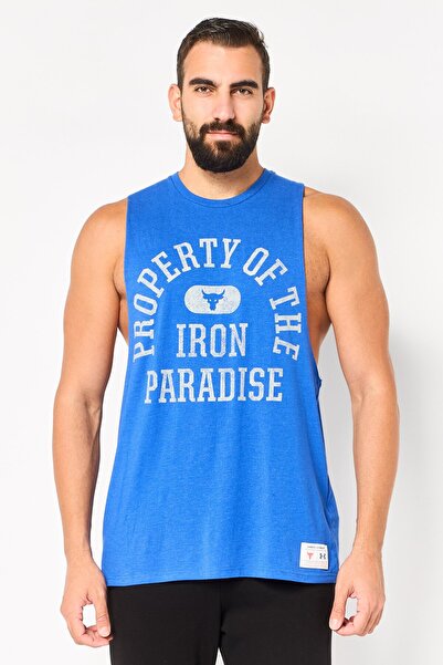 Under Armour x Project Rock Men Loose Fit Sleeveless Training Vest, Heather Blue