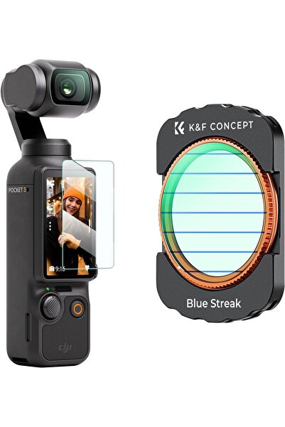 K&F CONCEPT Blue Streak Filter Compatible with DJI Osmo Pocket 3, Anamorphic Flare Special Effects L