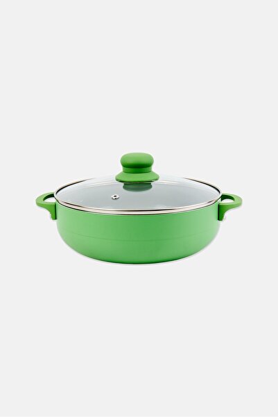 Alpine Cuisine Ceramic Coated Non-Stick Caldero With Lid, Green