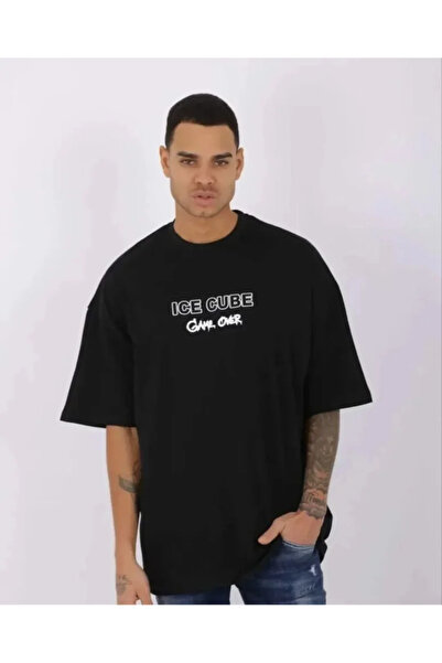 JANES Μπλουζάκι Unisex Crew Neck Printed Oversize - Μαύρο