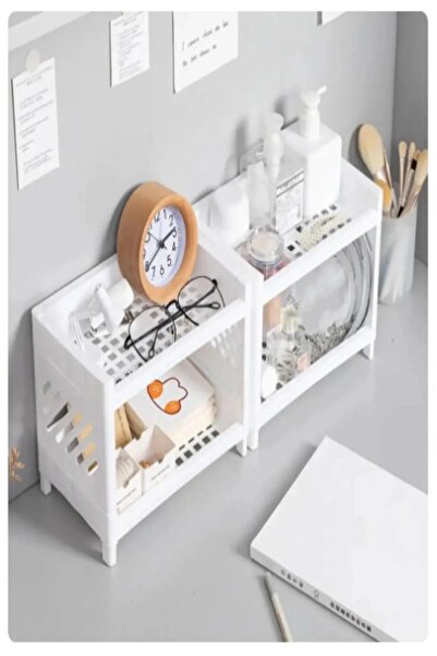 Bayev 2 Pcs Venetian 2-Tier Desktop Organizer - Makeup Shelf Office Organizer Bathroom Stand