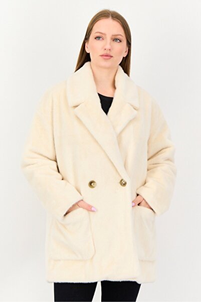 Geox جاكيت نسائي من قماش سوفت شيل محكم، لون كريمي زبدة