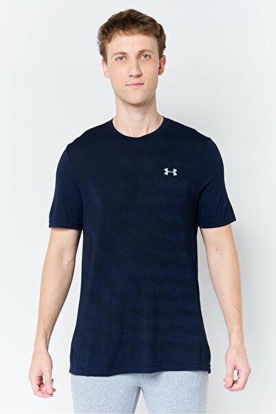 Under Armour Men Fitted Short Sleeve Seamless Radial Training T-Shirt, Navy