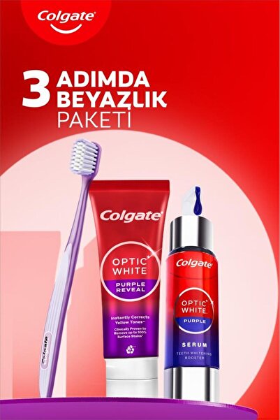 Colgate Optic White Purple Beyazlatıcı Diş Macunu 75 ml + Purple Serum 40 ml + Gentle Clean 2+1 Diş Fırçası