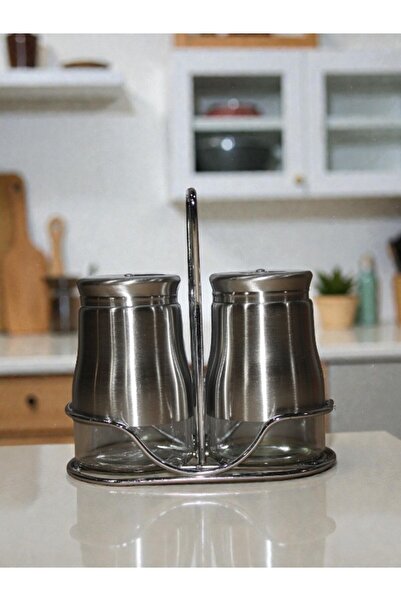 WDA Stainless Steel Salt & Pepper Shaker Set with Stand – Glass Spice Jars