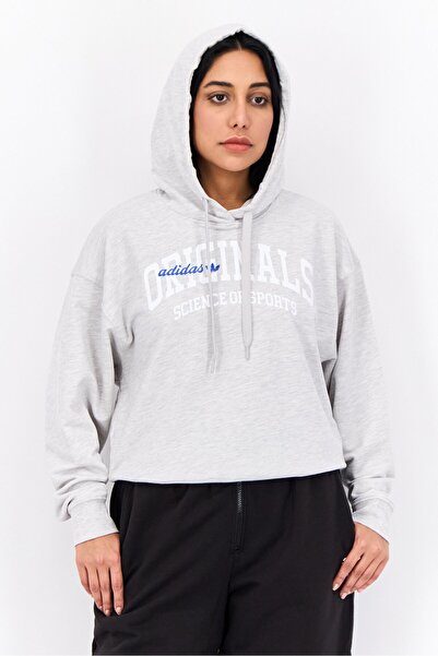 adidas Women Sportswear Fit Long Sleeve Outdoor Hooded Sweatshirt, Grey