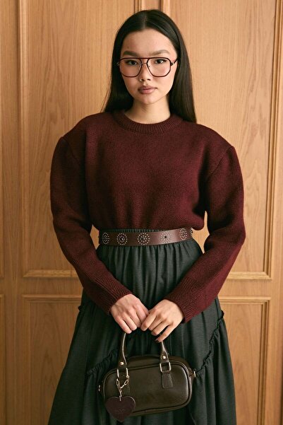 Ceylan Otantik Claret Red Knitwear Sweater