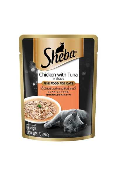 SHEBA Chicken With Tuna in Gravy Cat Food Gourmet Nutrition for Adult Cats 1+ Years