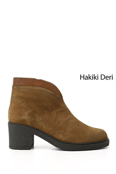 GÖNDERİ(R) Γυναικείες μπότες από γνήσιο δέρμα με χοντρό τακούνι με φερμουάρ