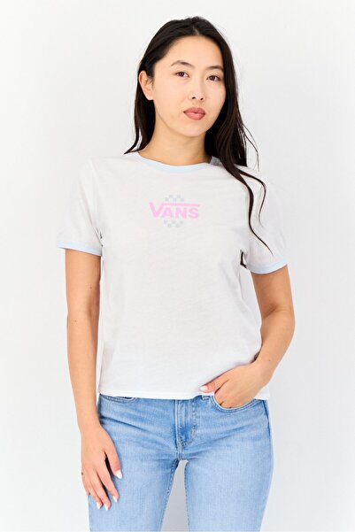 Vans Women Crew Neck Short Sleeve Graphic Printed T-Shirt, White