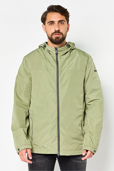 Geox Men Solid Windbreaker Jacket, Olive