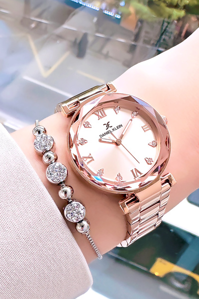 Daniel Klein Orijinal Yeni Sezon Kesme Cam Kadın Kol Saati Gumus Pembe Çelik Kordon Hediye Bileklik DKBY2027C4