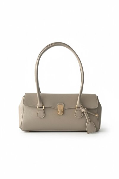 minebag Baguette-Shaped Special Lock Pendant Detail Hilly Women's Shoulder Bag Mink